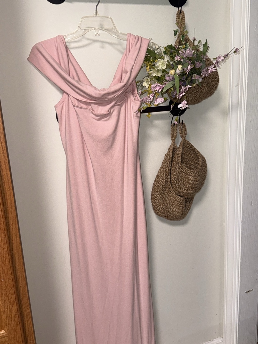 Sleeveless Cowl Neck Maxi Dress in Light Pink